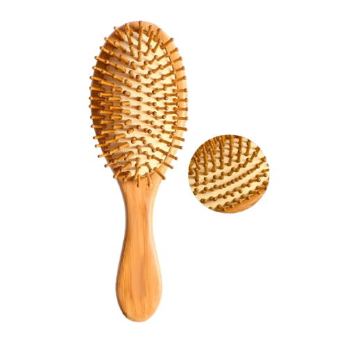 Cepillo Redondo de Bambú para Cabello y Masaje