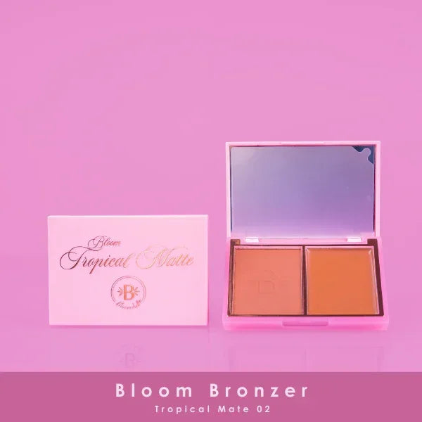 Bronzer Tropical Bloom: para un look bronceado perfecto | 2 en 1 con espejo y dos tonos mate, ideal para contorno y acabado natural.