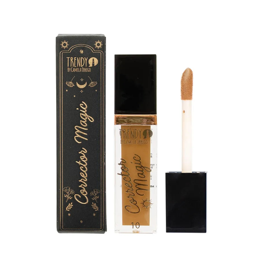 Corrector Magic Mini tono 10 con aplicador y empaque elegante, ideal para cubrir imperfecciones con alta cobertura y acabado natural.
