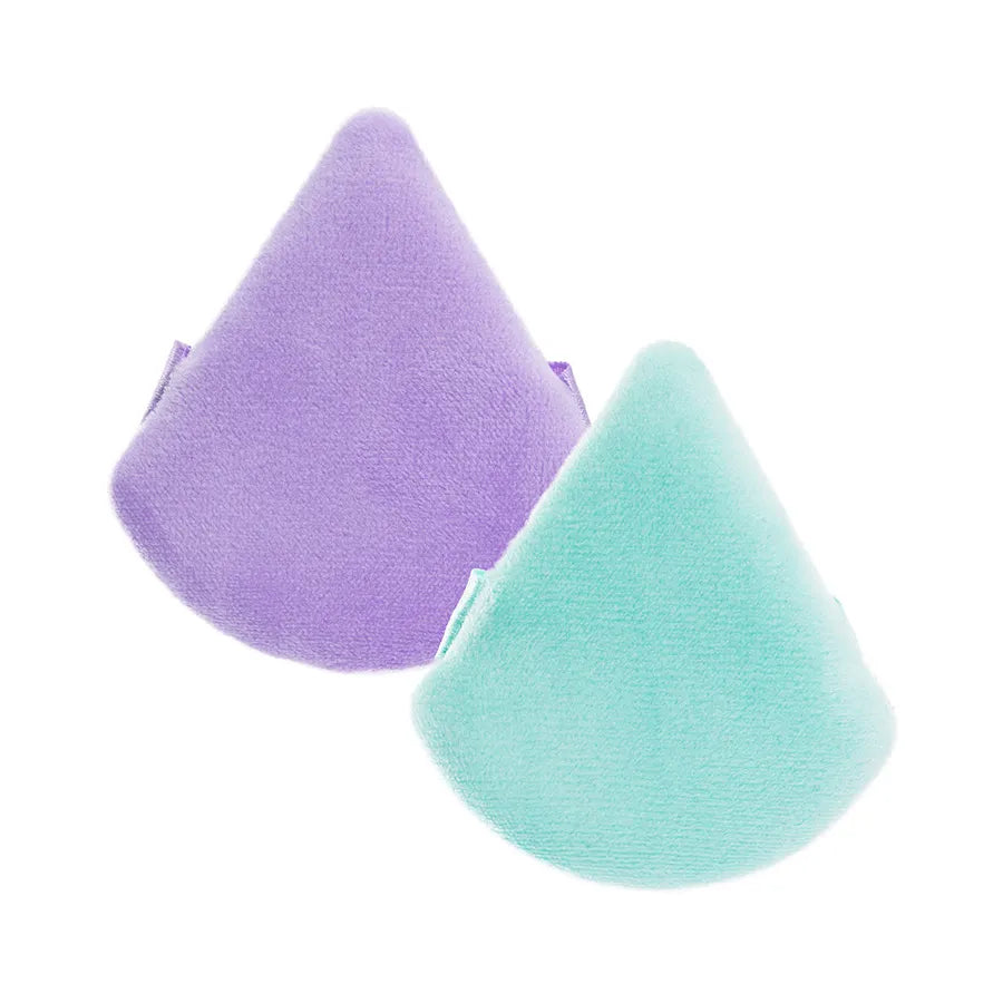 Kit Borlas Cotton - Esponjas para Maquillaje Preciso en tonos lila y verde menta, ideales para aplicar y difuminar maquillaje con suavidad.