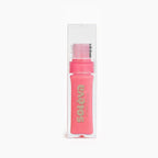 Brillo Labial Líquido Soléva tono rosa glossy en envase transparente, hidratación y luminosidad para labios suaves y frescos.