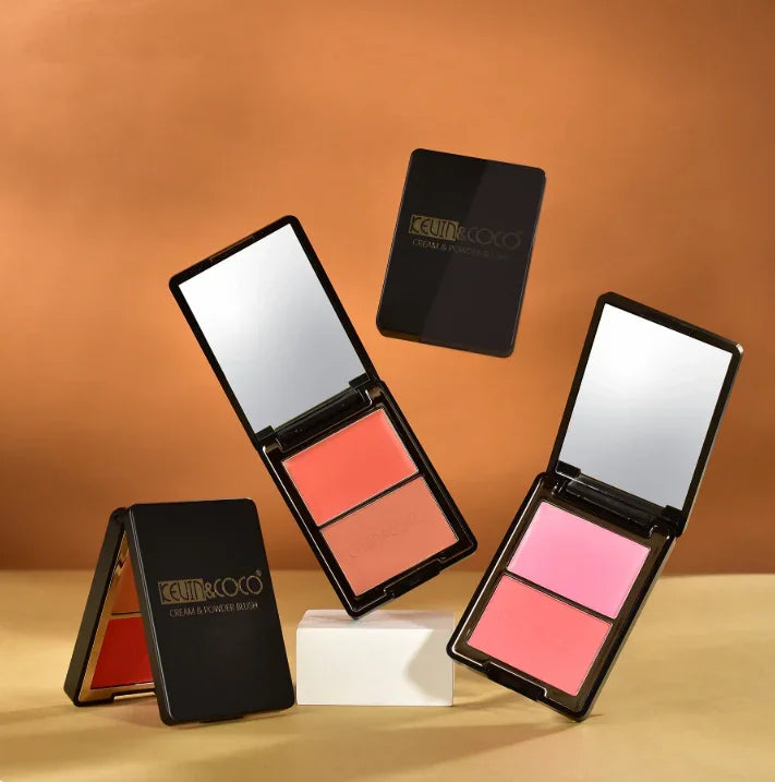 Dúo de rubores en crema y polvo Keurcoco con espejos, maquillaje de Bibi Boom