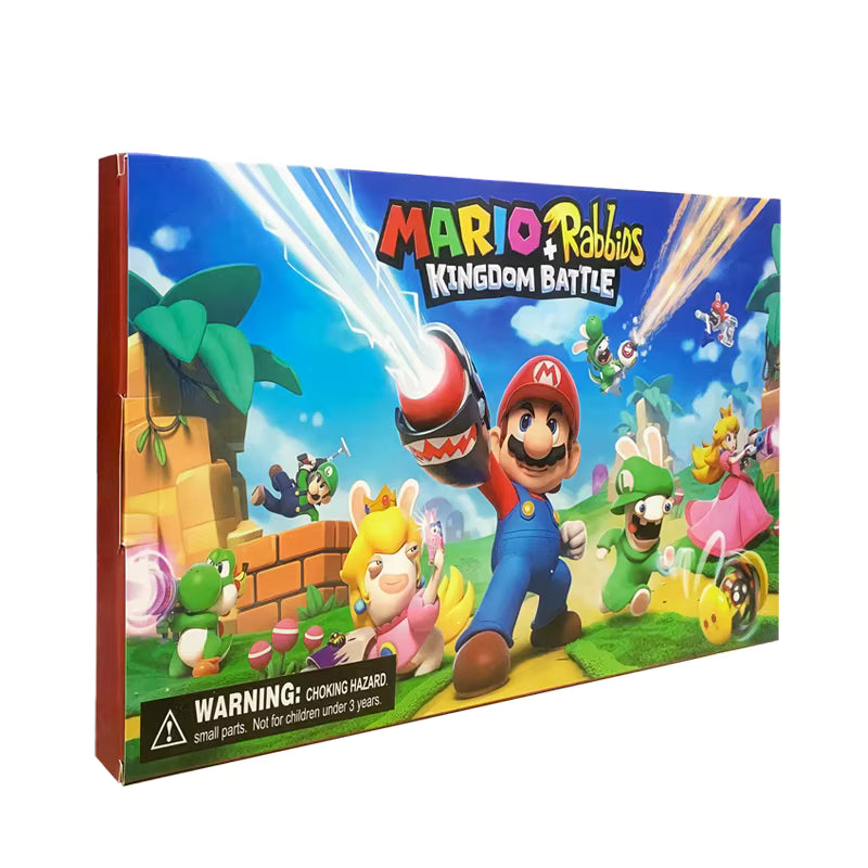 Caja de Mario + Rabbids Kingdom Battle con personajes coloridos, ideal para fans de videojuegos.